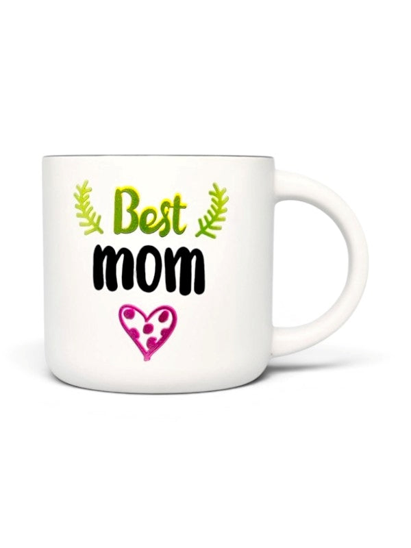 Ceramic MUG - BEST MOM - WHITE WITH Inside GREY - Height 92 Mm