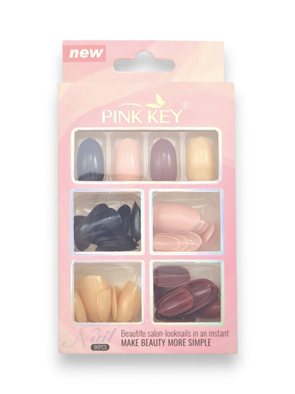 Pink Key Nails - 96-Piece