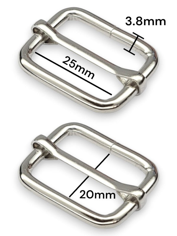 Slider - Silver, Inside: Width 25 mm, Height 20 mm, Thickness 3.8 mm, ±50-Piece