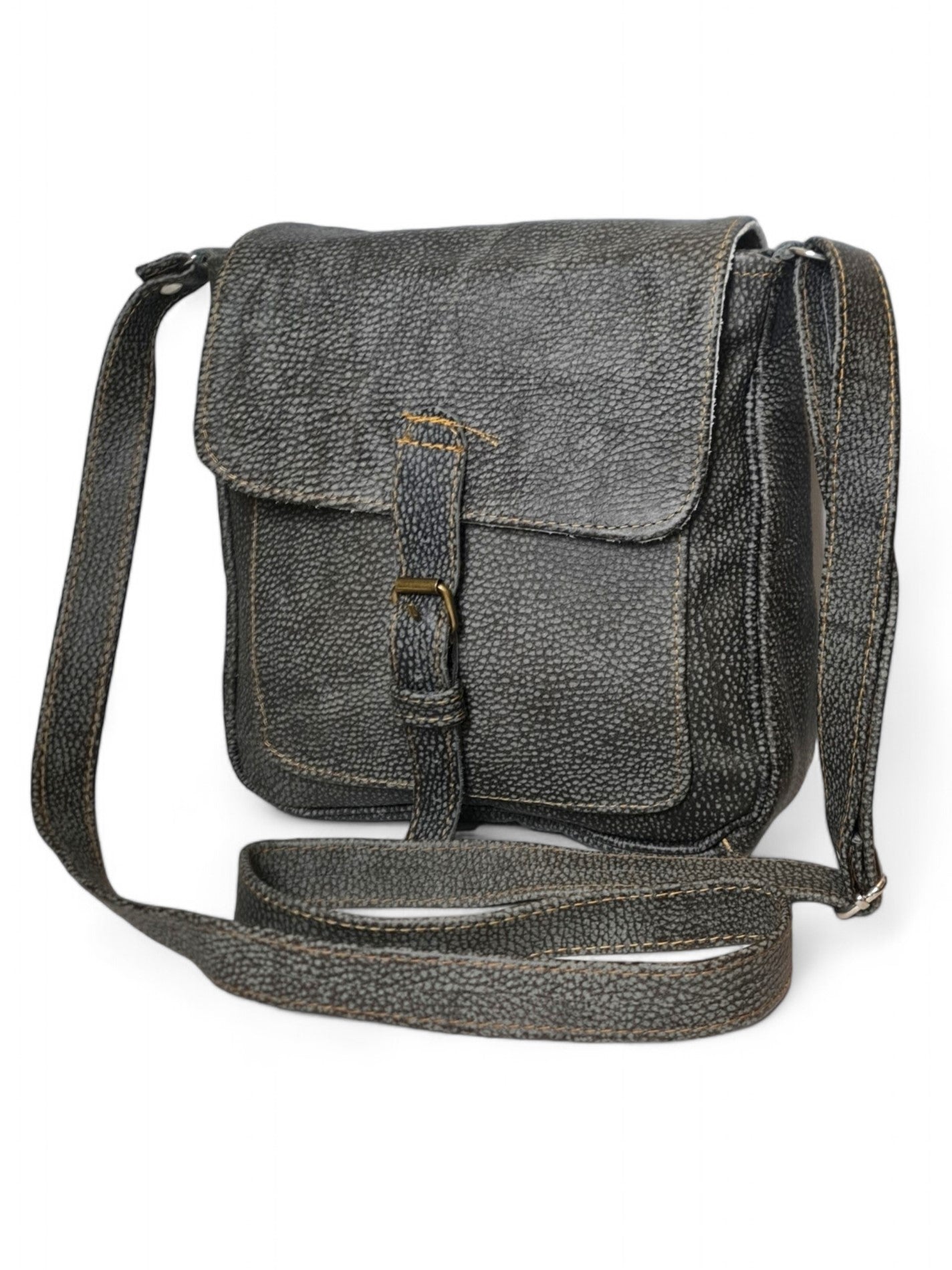 Leather BAG - Mottled GREY ±30×26×7 Cm