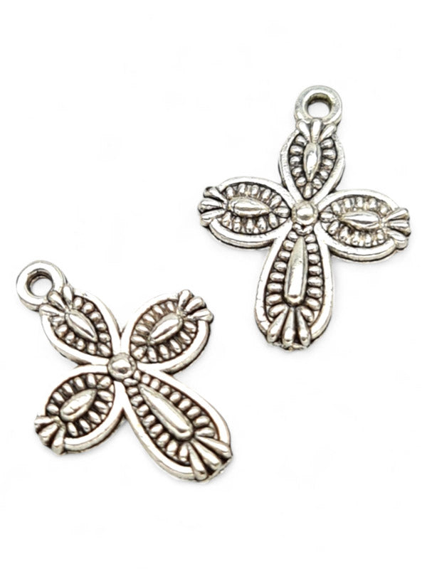 Metal Charm - Cross ±18×14 mm ±50-Piece (image On 2 Sides)