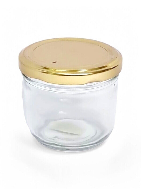 Glass Jar - Metal Gold Lid, 200 ml, ±65×75 mm