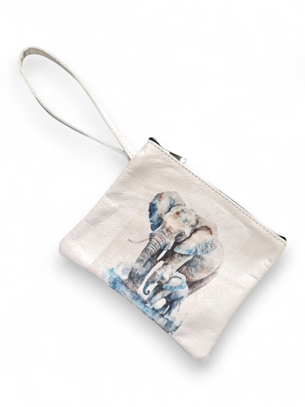 Leather PURSE WITH SLING - Elephants - ±16×19×1 Cm