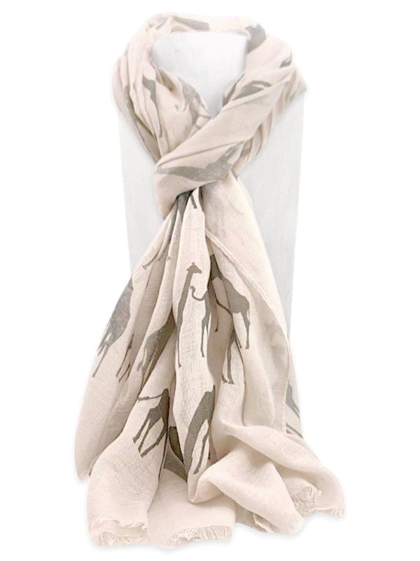 Scarf - Giraffes, Beige, ±188×70 cm