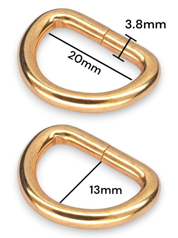 D - Ring - Gold, Inside: Width 20 mm, Height 13 mm, Thickness 3.8 mm, ±40-Piece