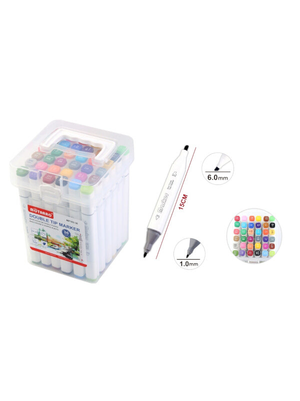 Motarro Double Tip Marker - 6.0 mm And 1.0 mm, 36 Colours