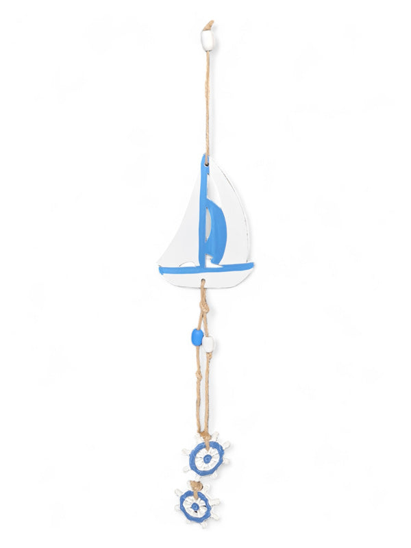 Nautical Hanging Boat - White And Blue ±9×46 cm