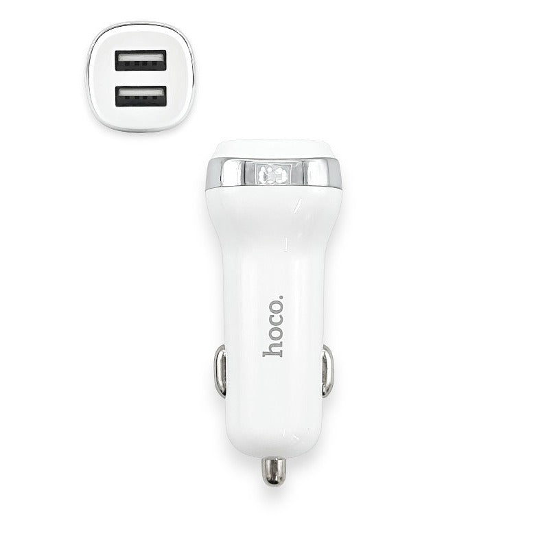 Hoco Z40 - 2 Port Car Charger USB, 2.4a, White - Image 2