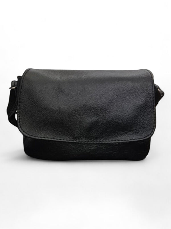 Leather SLING BAG - Square - BLACK ±16×22×4 Cm - Image 2