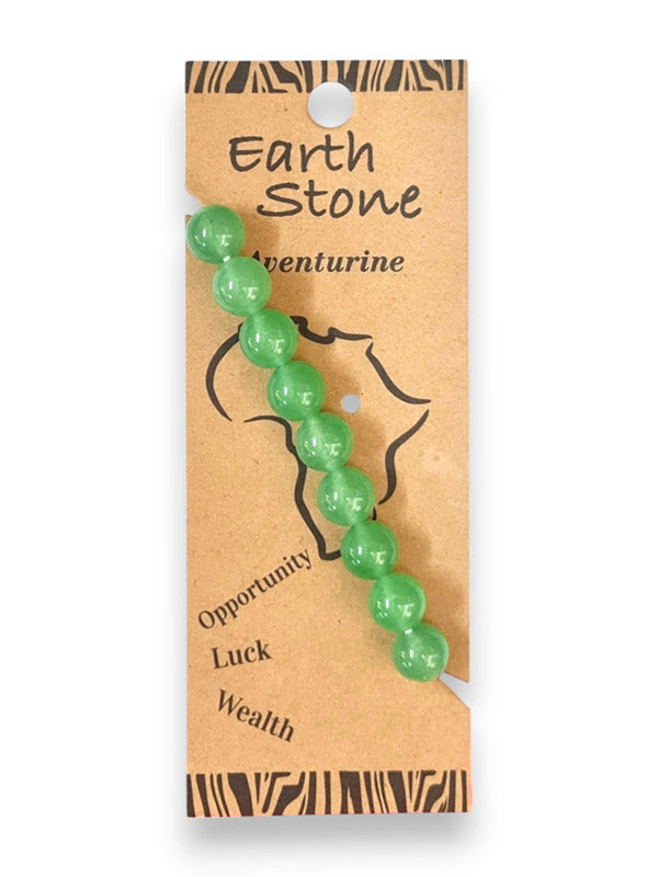 Earth Stone Bracelet Elasticated - Aventurine, Round - Image 2