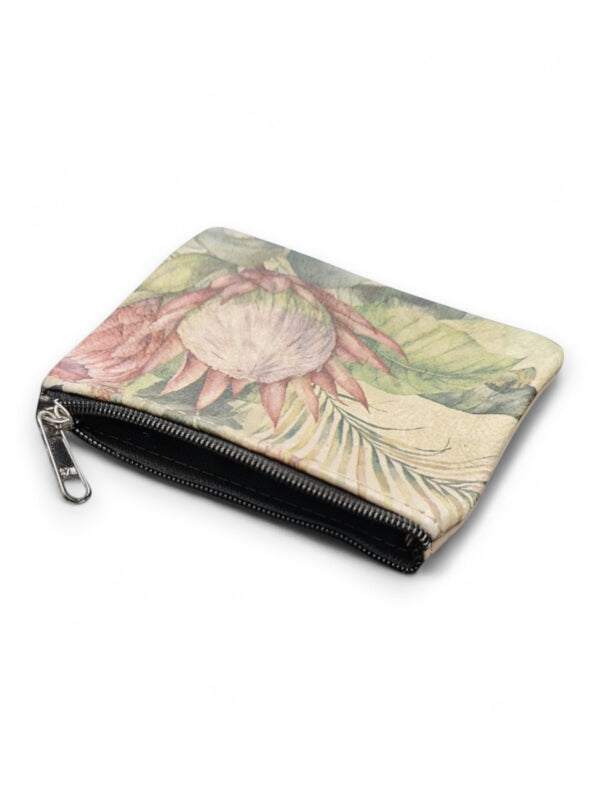 Leather Protea PURSE - Protea WITH Leaves - ±9×14×1 Cm - Image 2