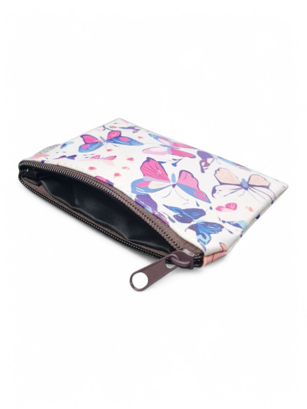 Cosmetic BAG - SMALL - WHITE - Butterflies - ±10×14×1 Cm - Image 2