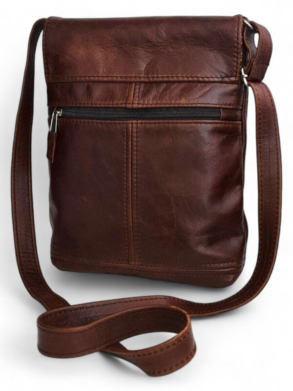 Leather SLING BAG - LARGE - BROWN ±29×23×7 Cm - Image 2