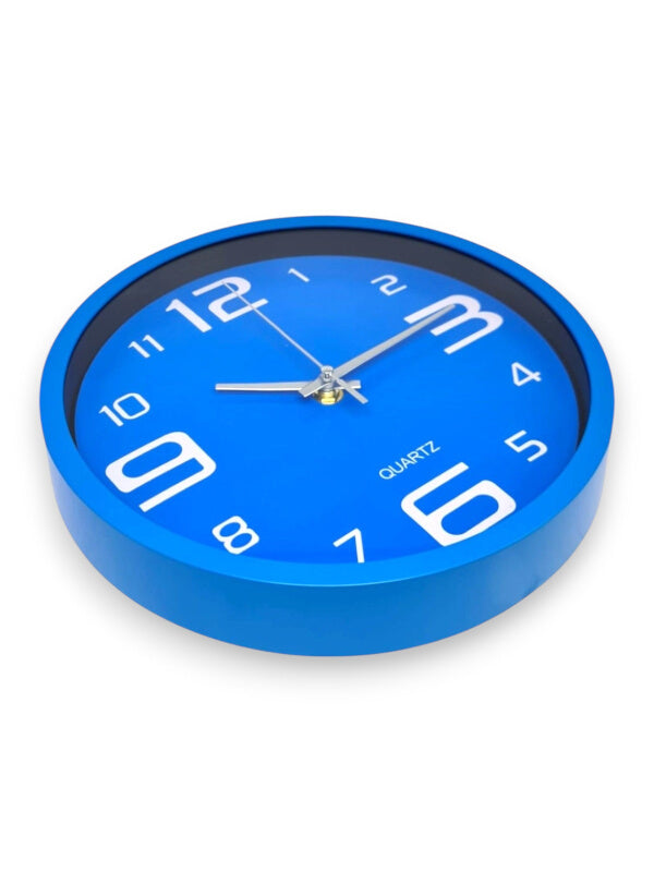 Wall Clock - Round, Plastic, Blue, 25 cm - Image 2
