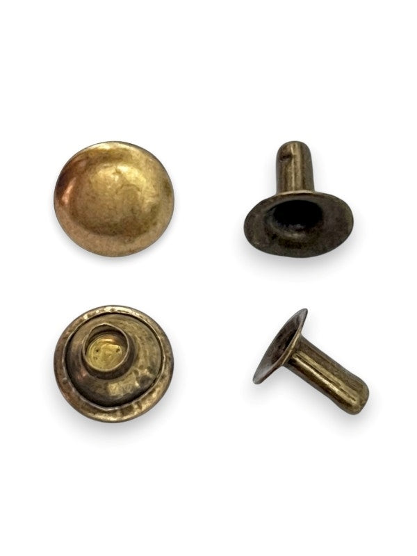 Double Capped Rivet - Antique Brass, Cap Width And Height 7×4 mm, Rivet Post Height And Width 7×7 mm, ±1000 Sets - Image 2