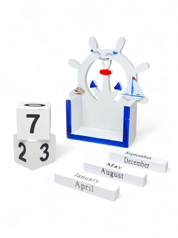 Wooden Nautical Calendar - White ±12.5×14.5×4.5 cm - Image 2