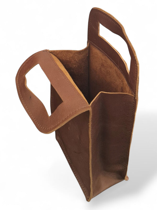 Leather WINE BAG - 1 Pocket - GREY ±37×16×9.5 Cm - Image 2