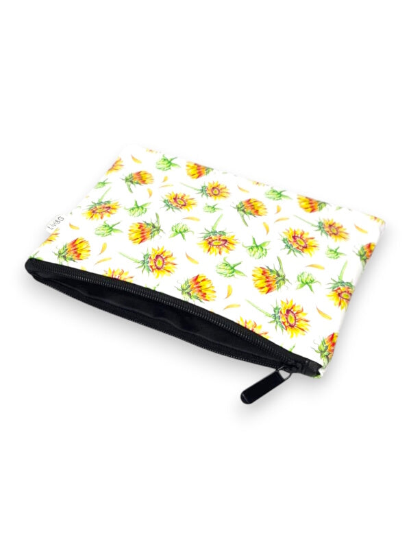 Sunflower Cosmetic Bag - White And Yellow, ±15×21×1 cm - Image 2