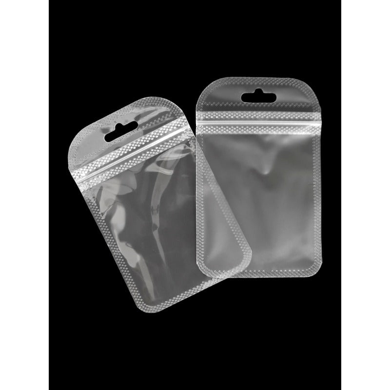 PP Ziplock BAG - Transparent FRONT AND Frosted BACK - Outside ±7×11 Cm - Inside ±6×8 Cm Thickness 80 Microns ±50-Piece - Imag