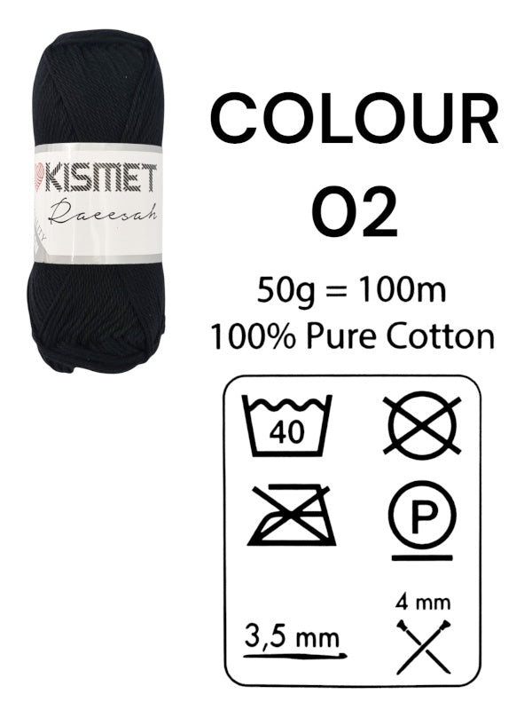 Kismet Raeesah - 100% Pure Cotton, 50 g/100 m, Colour 02 - Image 2