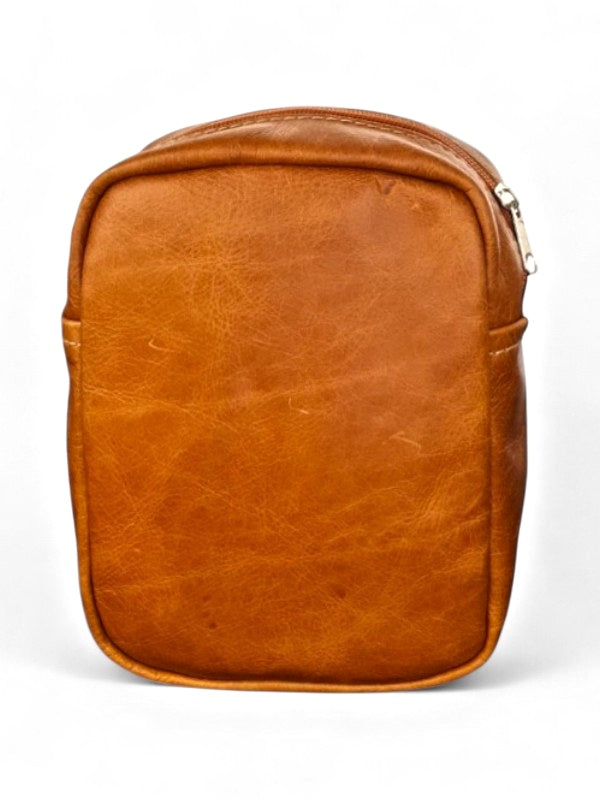 Leather Sling Bag - Tan, ±20×14.5×5.5 cm - Image 2