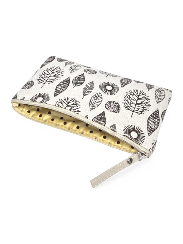 Cosmetic BAG - BEIGE AND BROWN - Leaves - ±13.5×22×1 Cm - Image 2