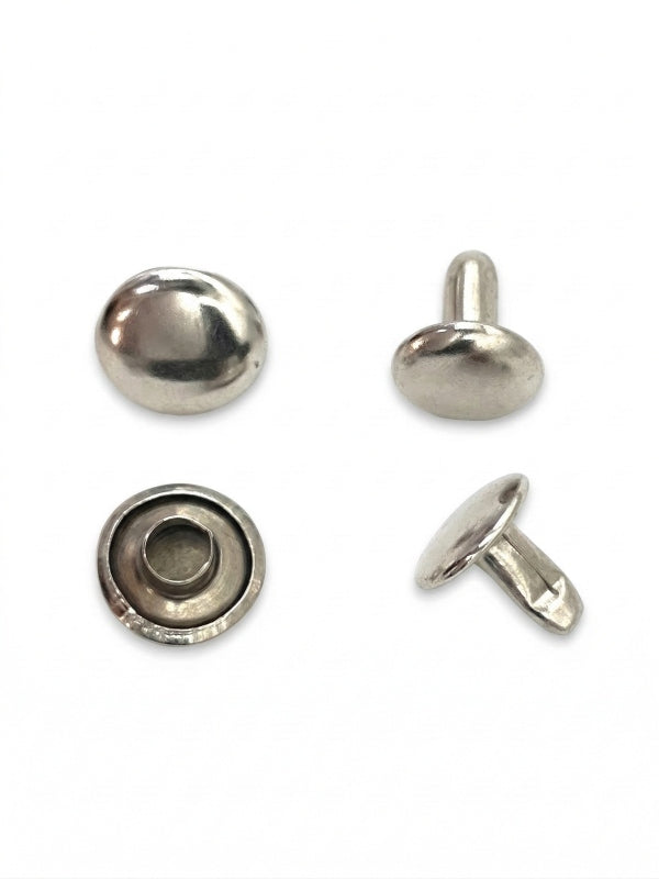 Double Capped Rivet - Silver, Cap Width And Height 8×4 mm, Rivet Post Height And Width 8×8 mm, ±500 Sets - Image 2