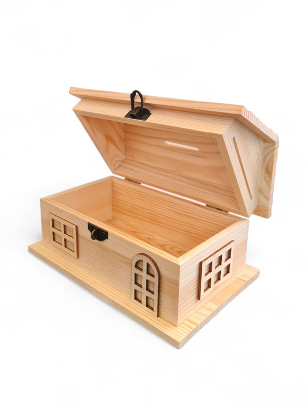 Wooden Craft House Money Box ±20×13×11.5 cm - Image 2