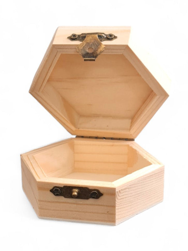 Wooden Hexagon Box ±9×4×4 cm - Image 2