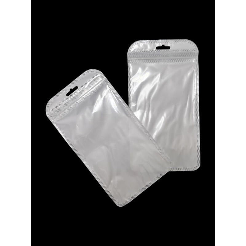 PP Ziplock BAG - Transparent FRONT AND WHITE BACK - Outside ±10×18.5 Cm - Inside ±9×15.5 Cm - Thickness 60 Microns ±50-Piece