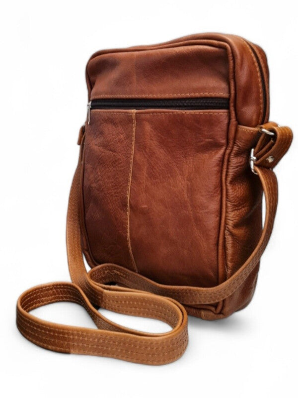 Leather GENTS SLING BAG - TAN - ±30×23×10 Cm - Image 2