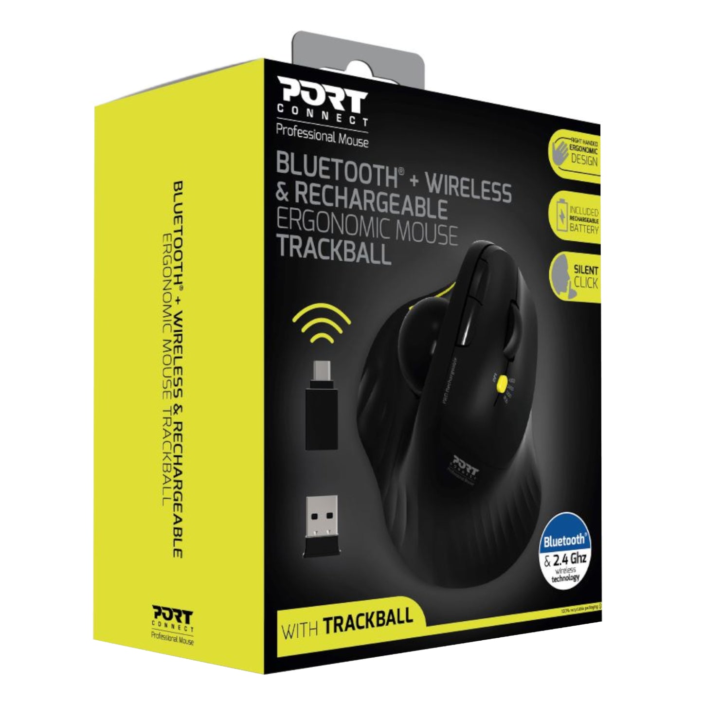 Port Connect Bluetooth + Wireless Rechargeable Ergonomic Trackball Mouse - alternate product view 6