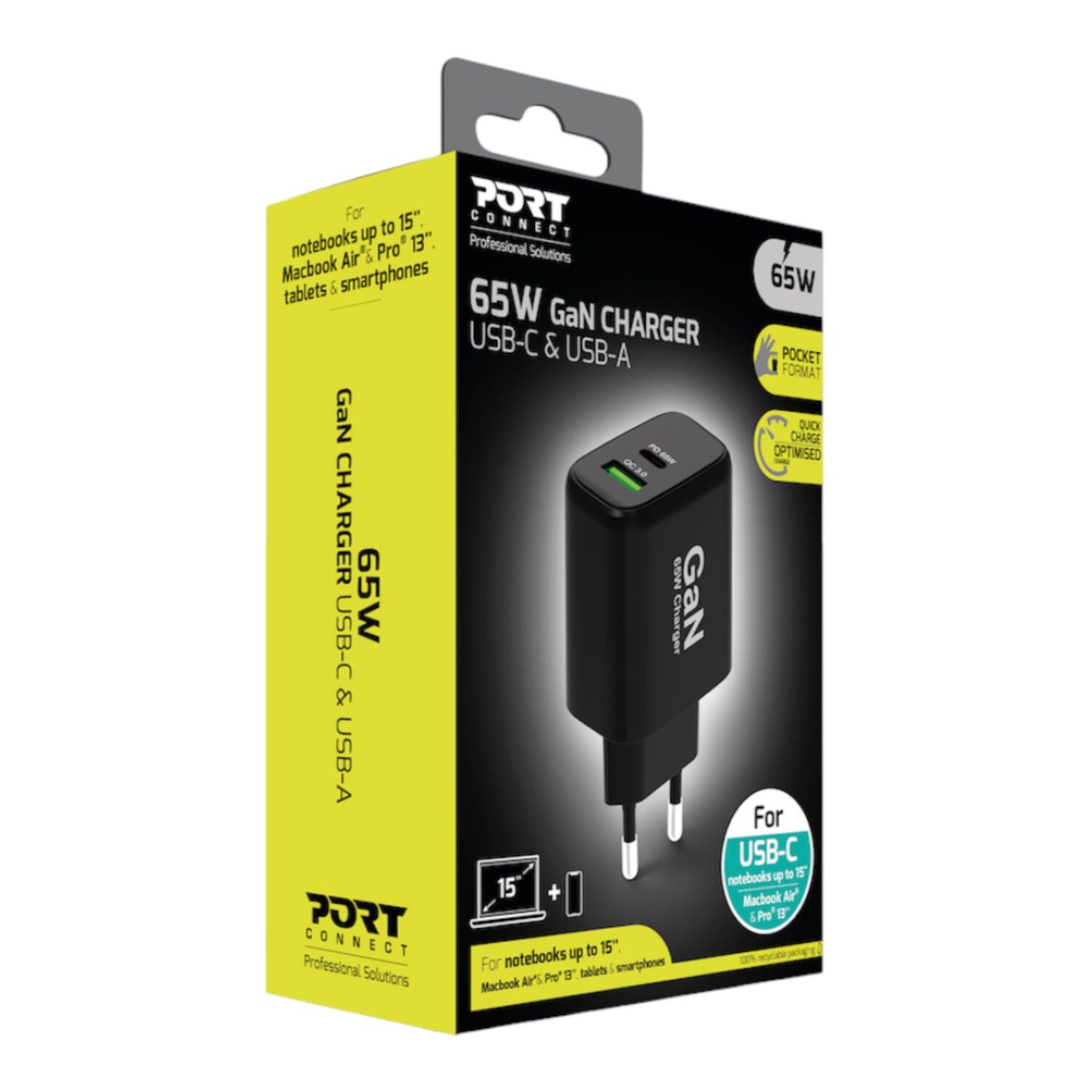 Port Connect 65W GaN Type-C and USB-A Fast Charger - alternate product view 7