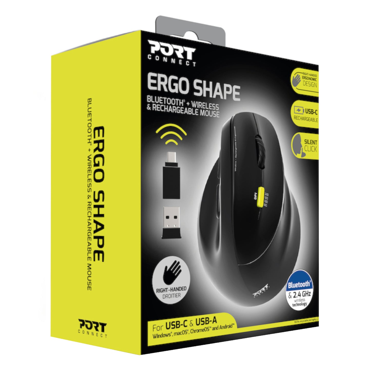 Port Connect Ergo Shape Bluetooth Rechargeable Mouse - alternate product view 7
