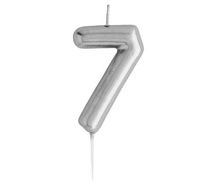 Casey 10cm Silver Numerical Birthday Candle Nr.7 - Elegant Design