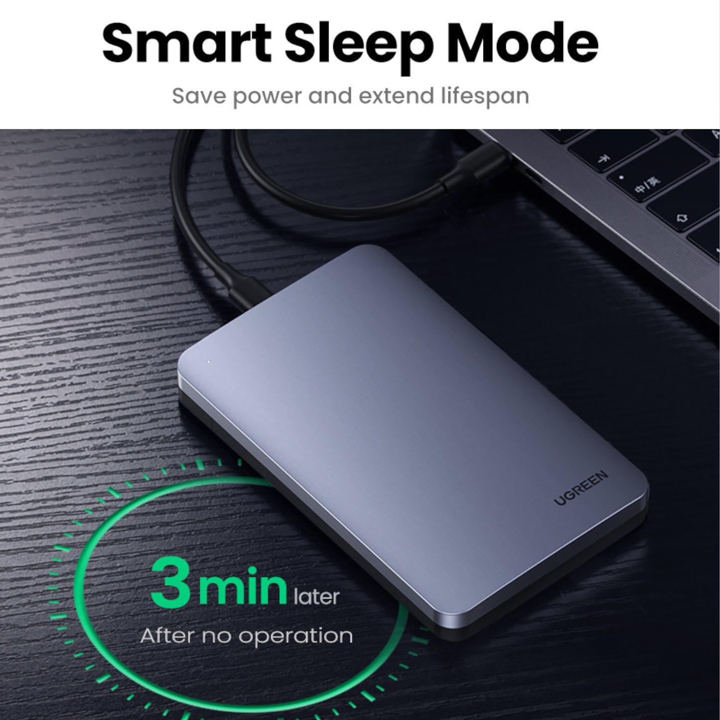 Ugreen CM300 2.5 inch USB Type-C Hard Drive Enclosure - Silver - alternate product view 2