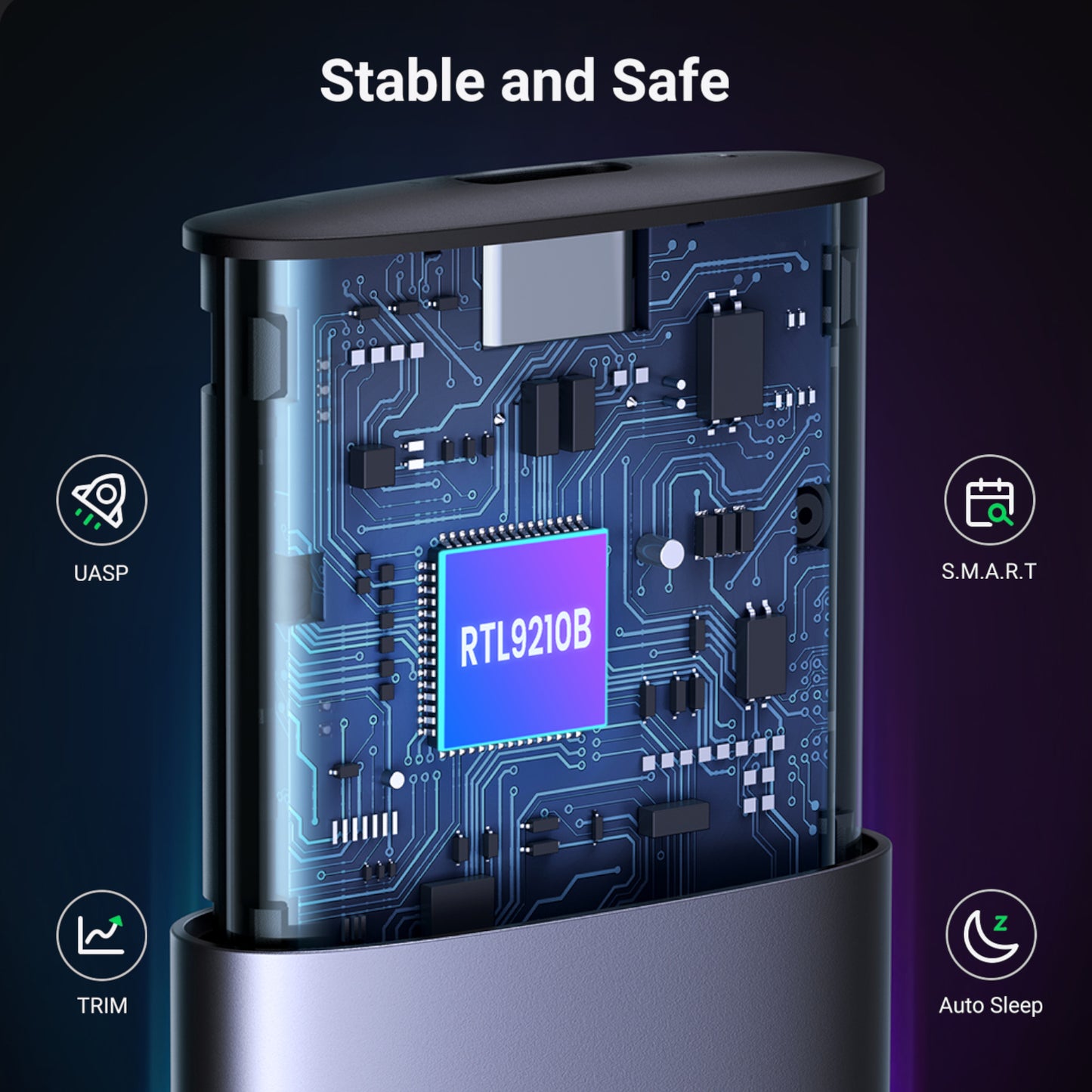 Ugreen CM400-90264 M.2 NVME/SATA SSD Enclosure (10Gbps) - Silver - alternate product view 5