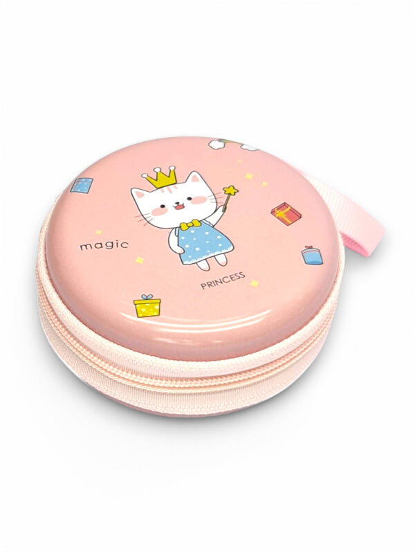 KIDS COIN PURSE - CAT - PINK - Plastic PURSE WITH ZIP - ±7×3 Cm