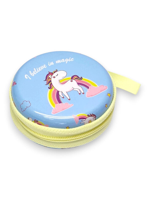 KIDS COIN PURSE - Unicorn - BLUE - Plastic PURSE WITH ZIP - ±7×3 Cm
