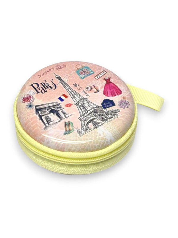 KIDS COIN PURSE - Eiffel TOWER - PINK - Plastic PURSE WITH ZIP - ±7×3 Cm