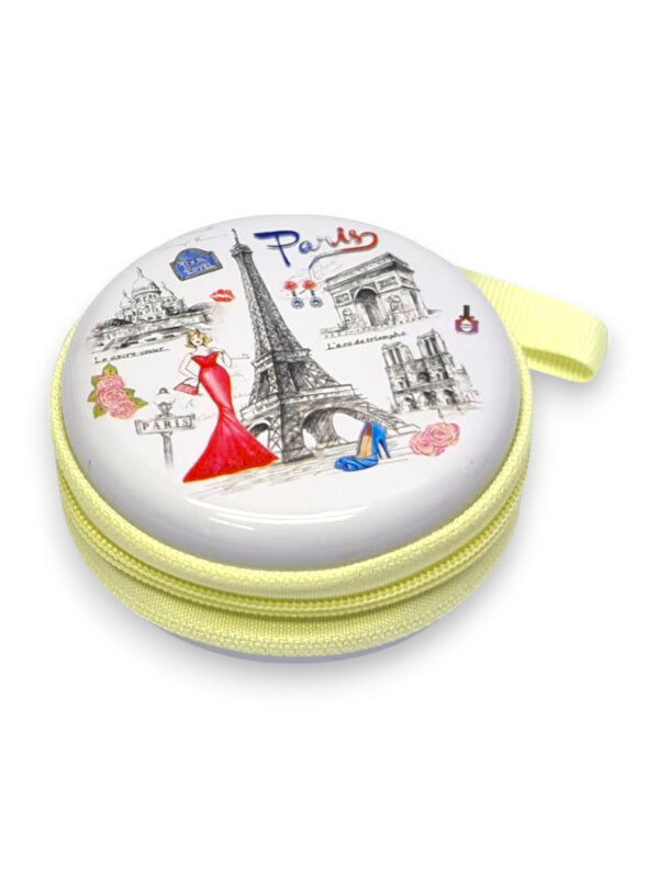 KIDS COIN PURSE - Eiffel TOWER - WHITE - Plastic PURSE WITH ZIP - ±7×3 Cm