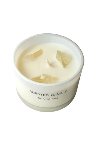 Scented Candle WITH Crystals - WHTIE - Flower - Image 2