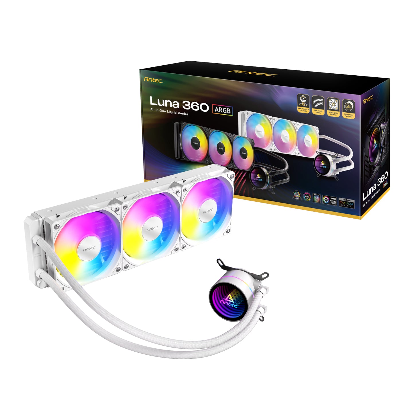 Antec Luna 360 ARGB CPU Liquid Cooler - White - alternate product view 7