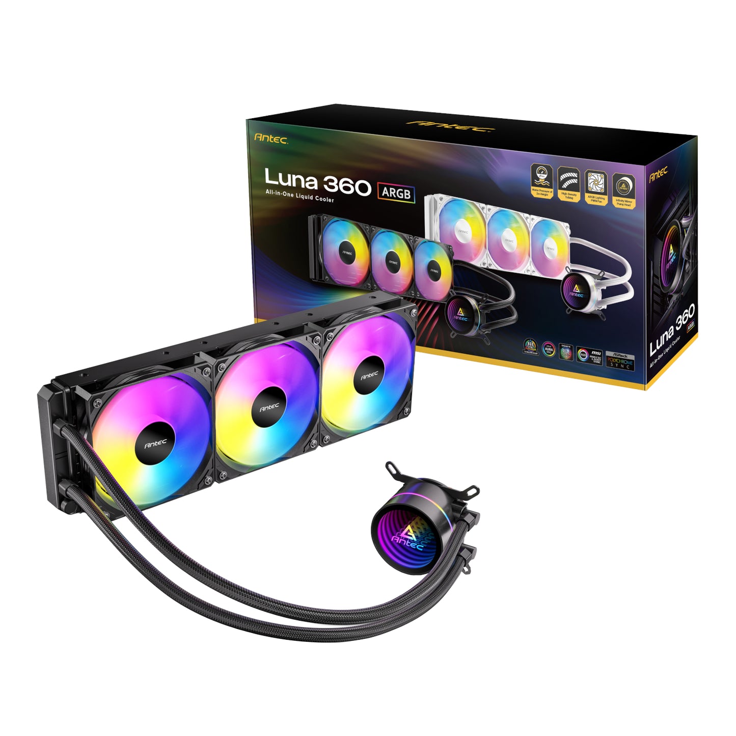 Antec Luna 360 ARGB CPU Liquid Cooler - Black - alternate product view 7