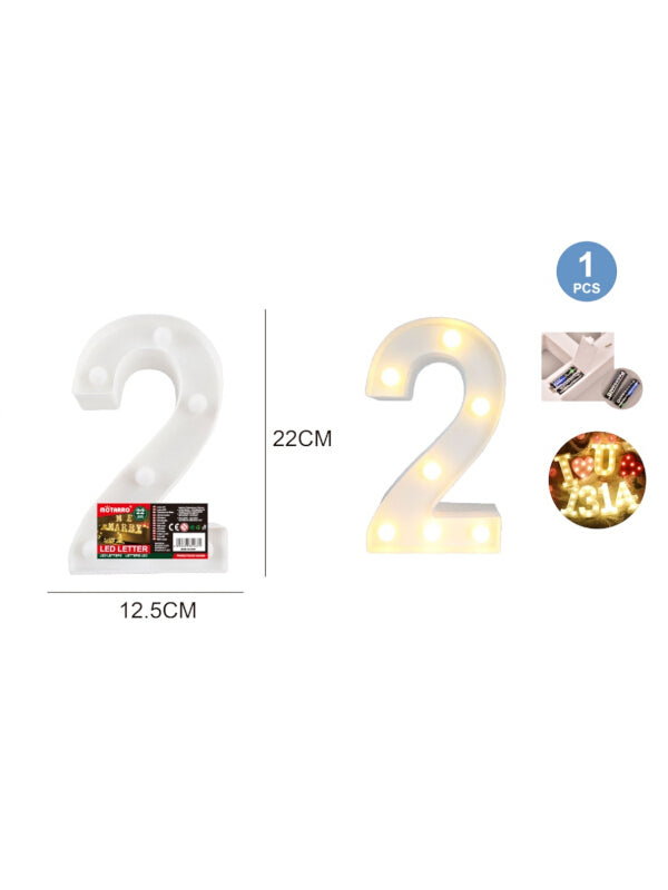 Motarro LED Numbers LIGHT - 2 - 22 Cm (ME095 - 2)