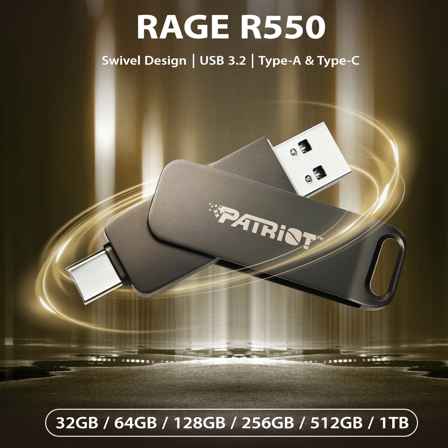 Patriot Rage R550 256GB USB3.2 Swing Type A to Type-C Flash Drive - alternate product view 5