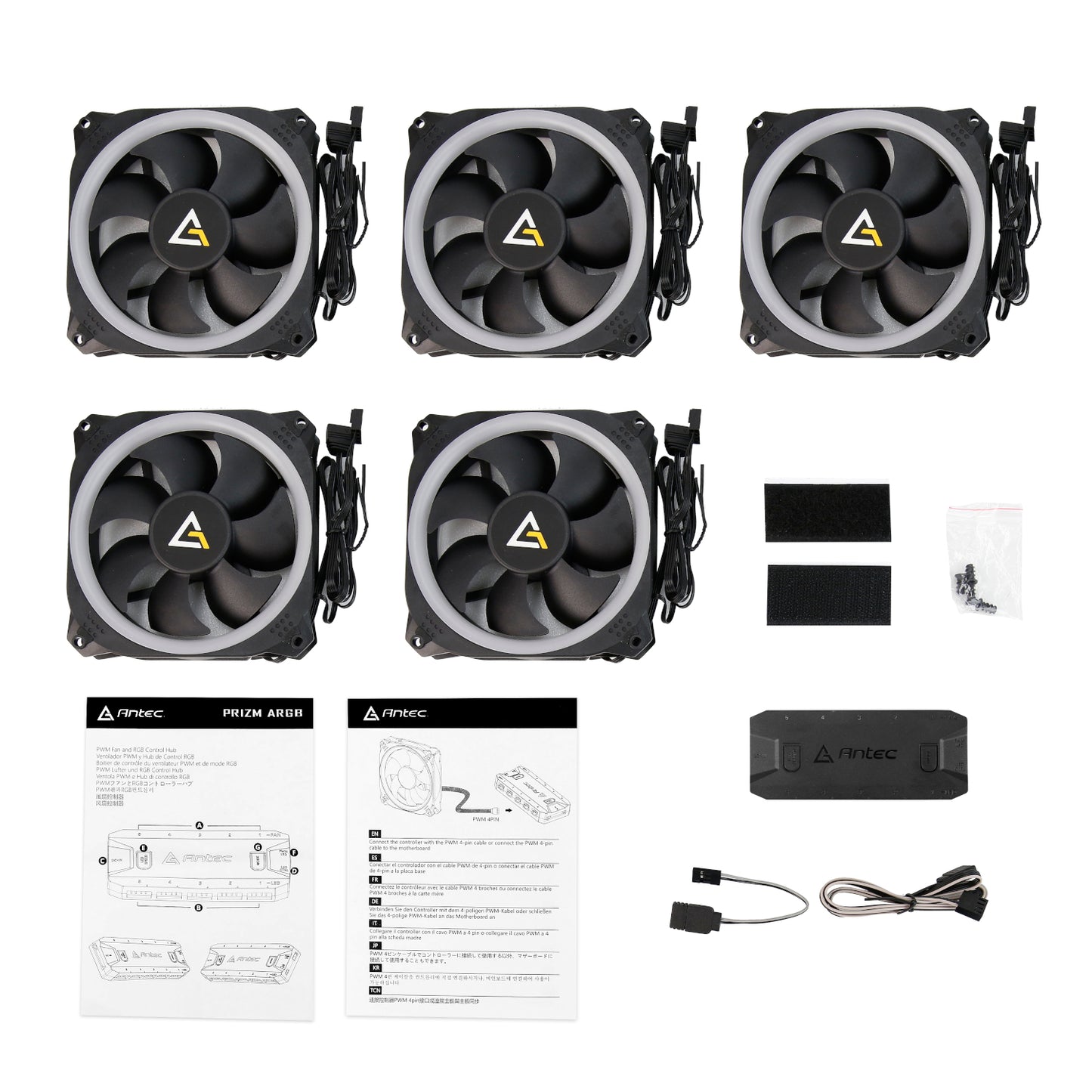 Antec Prizm 120 ARGB Case Fan 5 Pack + Controller - Black - alternate product view 7
