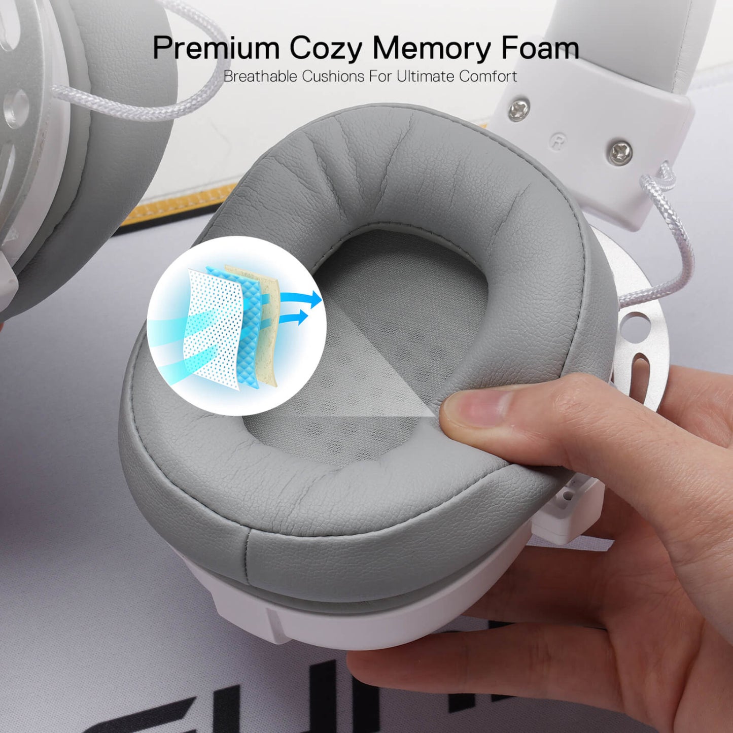Redragon Over-Ear AURORA Gaming Headset - White - alternate product view 6