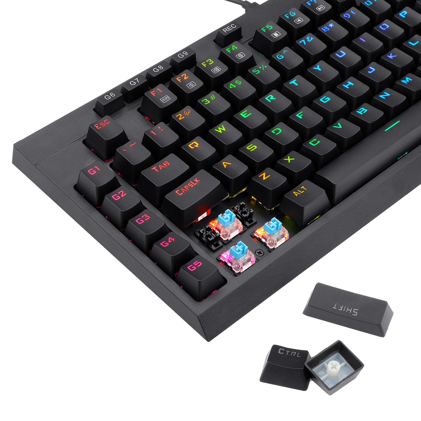 Redragon K588 RGB Pro BROADSWORD TKL Mechanical Wired Gaming Keyboard - Black - alternate product view 6