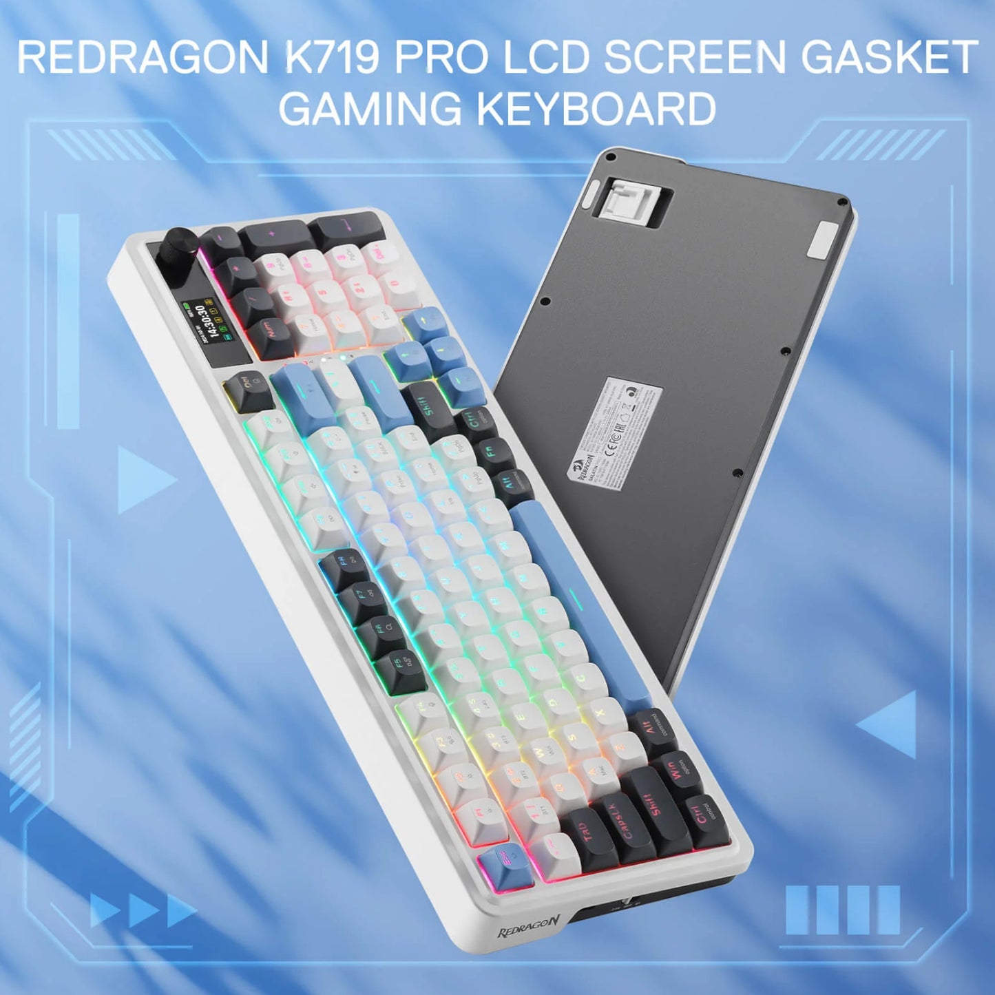 Redragon K719WGB GALATIN RGB PRO Full sized Wireless Gaming Keyboard - White - alternate product view 4